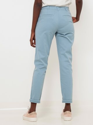 Modré zkrácené straight fit kalhoty CAMAIEU