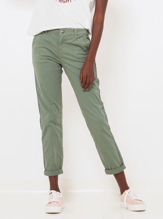 Zelené skrátené straight fit nohavice CAMAIEU