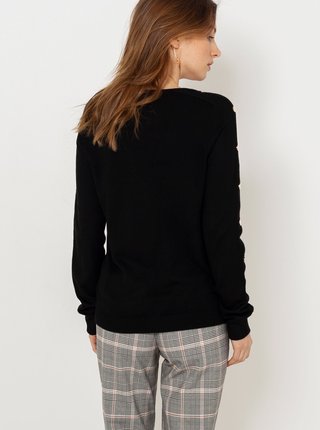 Čierny ľahký svetr s ozdobnými detailmi CAMAIEU