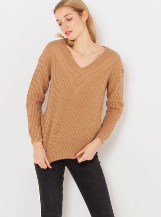 Hnedý sveter s prímesou vlny CAMAIEU