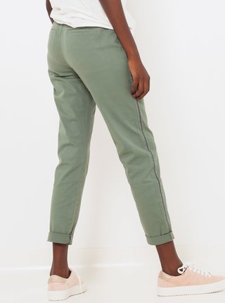 Zelené skrátené straight fit nohavice CAMAIEU