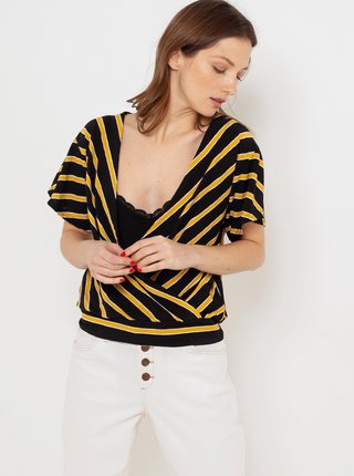 Tričká s krátkym rukávom pre ženy CAMAIEU - čierna, žltá