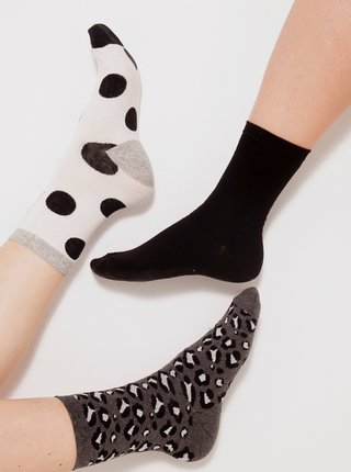 Ponožky pre ženy CAMAIEU - čierna, tmavosivá, biela