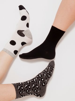 Ponožky pre ženy CAMAIEU - čierna, tmavosivá, biela