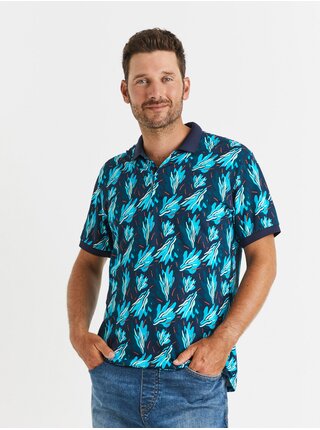 Modré pánské vzorované polo tričko Celio Vecoral 