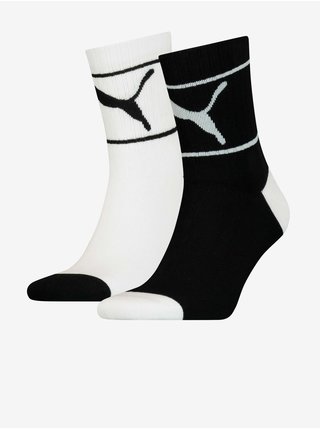 Sada dvou párů unisex ponožek v bílé a černé barvě Puma