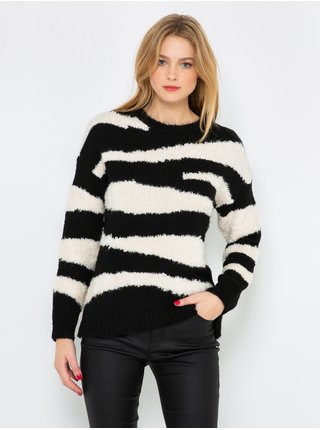 Bielo-čierny sveter so zebrím vzorom CAMAIEU