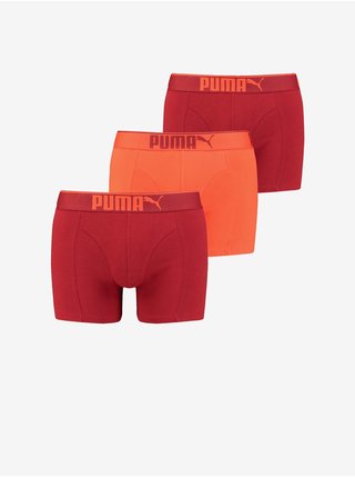 Sada troch pánskych boxeriek v červenej a oranžovej farbe Puma