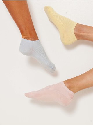 Sada tří párů ponožek v žluté, modré a růžové barvě CAMAIEU