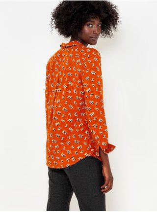 Oranžová kvetovaná košeľa CAMAIEU