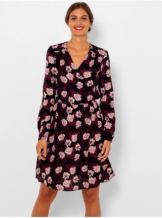 Světle fialovo-černé květované šaty CAMAIEU