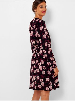 Svetlofialovo-čierne kvetované šaty CAMAIEU