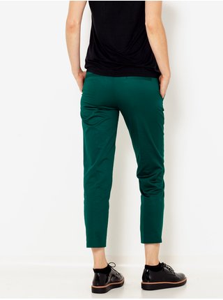 Tmavě zelené zkrácené straight fit kalhoty CAMAIEU