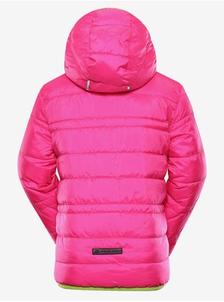 Zeleno-růžová holčičí vzorovaná oboustranná bunda Alpine Pro IDIKO 2 