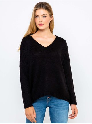 Černý svetr s véčkovým výstřihem CAMAIEU