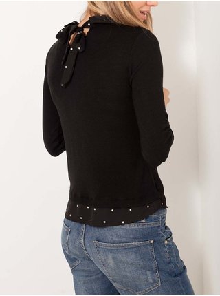 Čierny sveter s všitou košeľovou časťou CAMAIEU