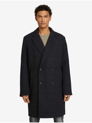 Černý pánský kostkovaný kabát Tom Tailor Denim
