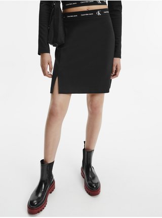 Čierna dámska krátka sukňa s rozparkom Calvin Klein