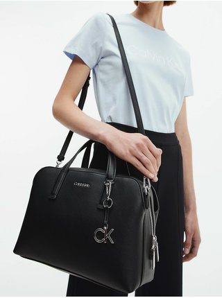 Čierna dámska veľká kabelka s príveskom Calvin Klein