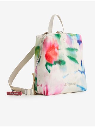 Bílý dámský vzorovaný batoh Desigual Focus Floral Arty Sumy Mini 