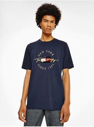 Tmavomodré pánske vzorované tričko Tommy Hilfiger