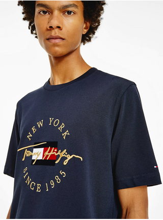 Tmavomodré pánske vzorované tričko Tommy Hilfiger