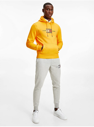 Žlutá pánská vzorovaná mikina s kapucí Tommy Hilfiger