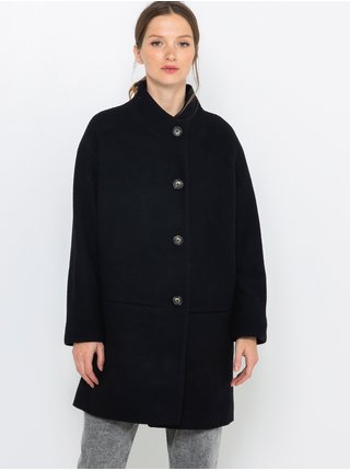 Čierny vlnený kabát CAMAIEU