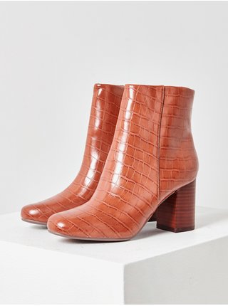 Hnědé kotníkové boty s krokodýlím vzorem CAMAIEU