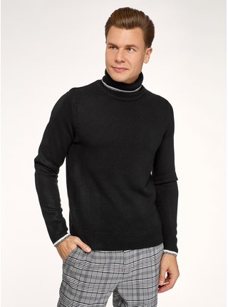 Černý pánský pletený svetr OODJI