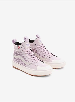 Světle fialové dámské semišové vzorované kotníkové boty VANS Sk8-Hi