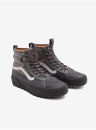 Tmavě šedé pánské kožené kotníkové boty VANS Sk8-Hi Gore