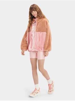 Hnědo-růžová dámská bunda z umělého kožíšku UGG Marlene
