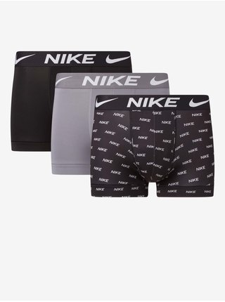 Sada tří pánských boxerek v černé a šedé barvě barvě Nike