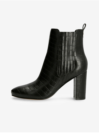 Černé dámské vzorované kotníkové boty na podpatku Guess