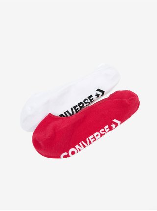 Set dvoch párov dámskych ponožiek v bielej a tmavoružovej farbe Converse