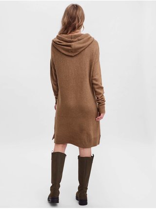 Hnědé svetrové šaty s kapucí VERO MODA Lefile