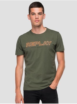 Zelené pánské tričko s nápisem Replay