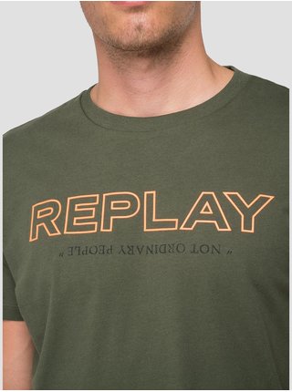 Zelené pánské tričko s nápisem Replay