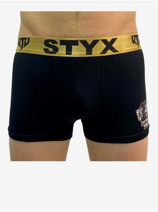 Pánské boxerky Styx / KTV sportovní guma černé - zlatá guma