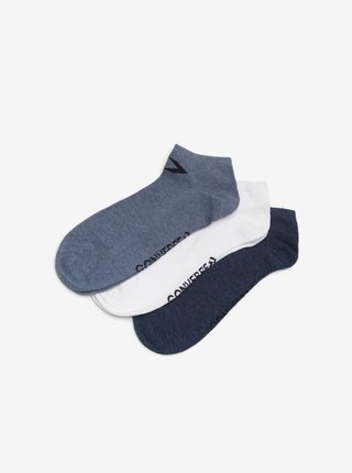 Sada tří párů pánských ponožek v šedé, bílé a tmavě modré barvě Converse