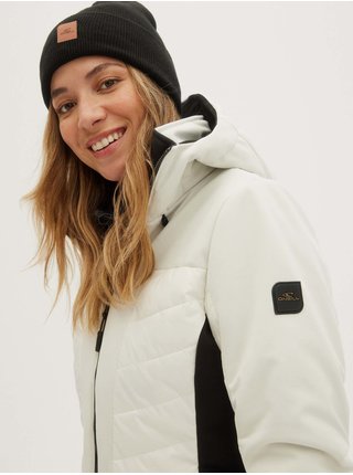 Čierno-biela dámska prešívaná zimná bunda s kapucou O'Neill Baffle Igneous Jacket