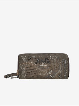 Hnedá dámska vzorovaná malá peňaženka s ozdobnými detailmi Anekke Iceland Rune