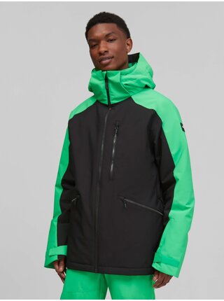 Zeleno-černá pánská sportovní zimní bunda s kapucí O'Neill Diabase Jacket