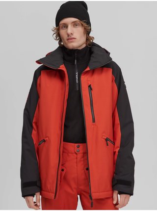 Černo-cihlová pánská sportovní zimní bunda s kapucí O'Neill Diabase Jacket