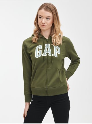Zelená dámská mikina na zip s logem GAP