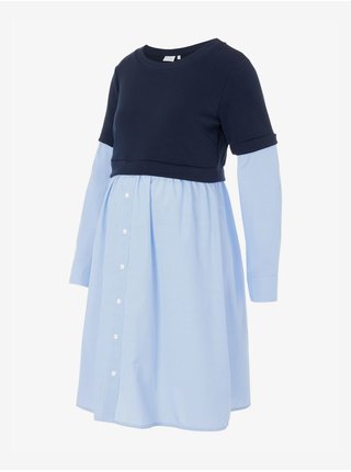 Modré košeľové tehotenské šaty Mama.licious Vera