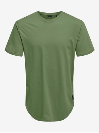 Zelené predĺžené basic tričko ONLY & SONS Matt