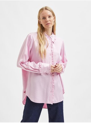 Světle růžová košile s ozdobným lemováním Selected Femme Nallie