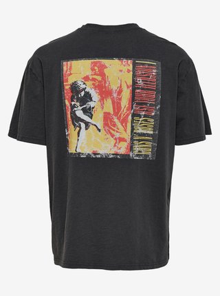 Tmavošedé vzorované tričko ONLY & SONS Guns N' Roses
